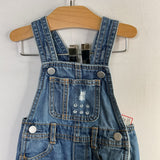 Size 6-12m: Old Navy Blue.Floral Embroidered Denim Overalls