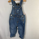Size 6-12m: Old Navy Blue.Floral Embroidered Denim Overalls