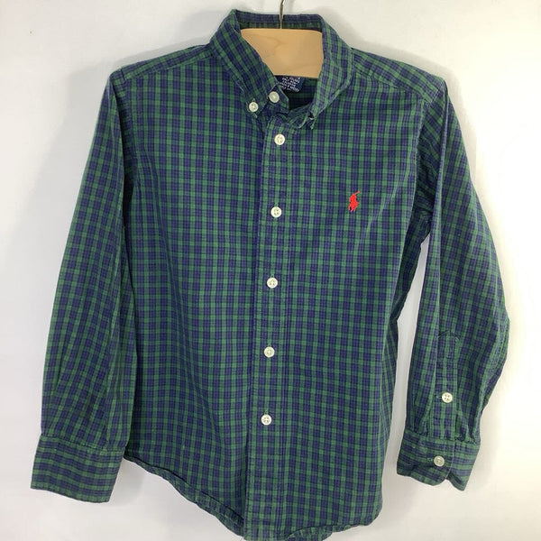 Size 4: Ralph Lauren Green/Blue Plaid Button-Up Shirt