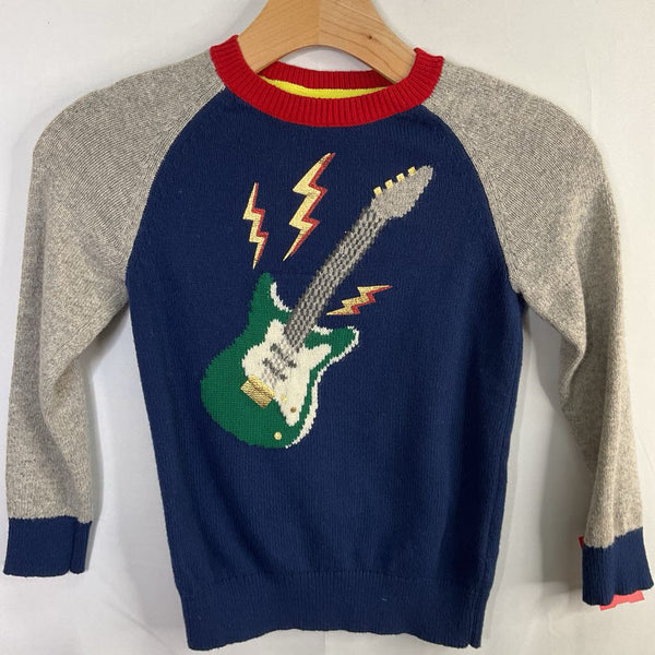 Size 7-8: Boden Navy/Multi Electric Guitar Wool Blend Sweater