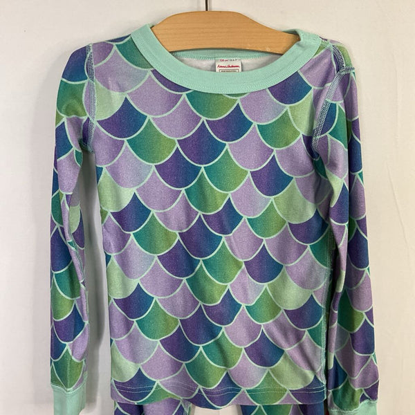 Size 6-7 (120): Hanna Andersson Purple/Blue Mermaid Scales Organic Cotton 2pc PJs
