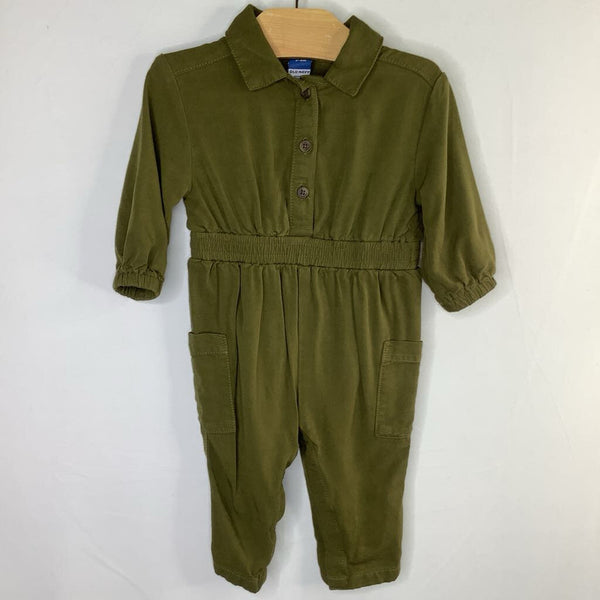 Size 3-6m: Old Navy Green Collared Snap Romper
