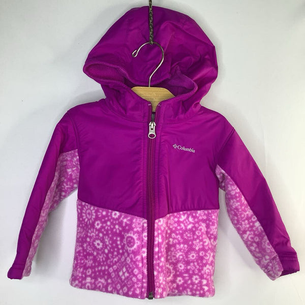 Size 12-18m: Columbia Purple Floral Nylon/Fleece Zip Hoodie