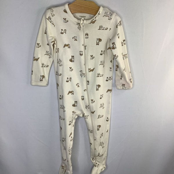 Size 9m: Nordstrom Cream/Brown Puppie Zip Footy Romper
