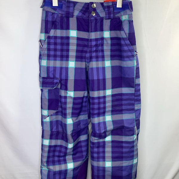 Size 6: Columbia Purple/Blue Plaid Fleece Lined Snow Pants