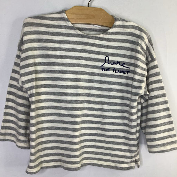 Size 2-3: Zara Gray/White Striped Long Sleeve Shirt REDUCED