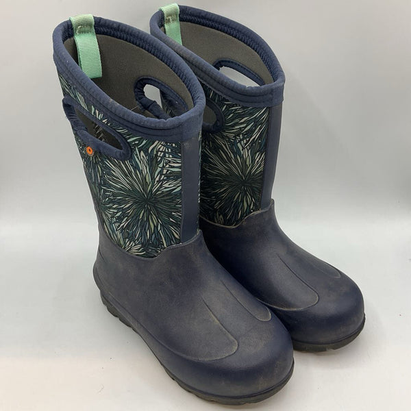Size 13: Bogs Blue/Green Print Insulated -35* Rain Boots