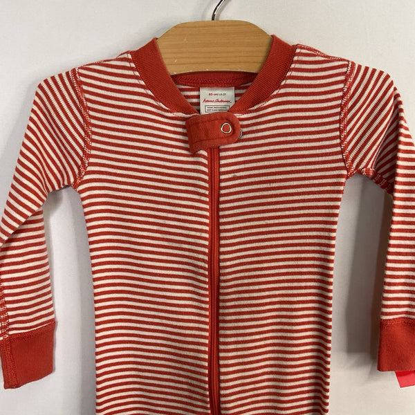 Size 2 (85): Hanna Andersson Orange/White Striped Organic Cotton 1pc Zip PJs
