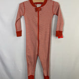 Size 2 (85): Hanna Andersson Orange/White Striped Organic Cotton 1pc Zip PJs