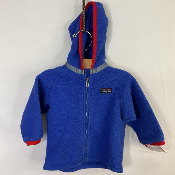 Size 6m: Patagonia Blue/Red Trim Fleece Zip-Up Hoodie