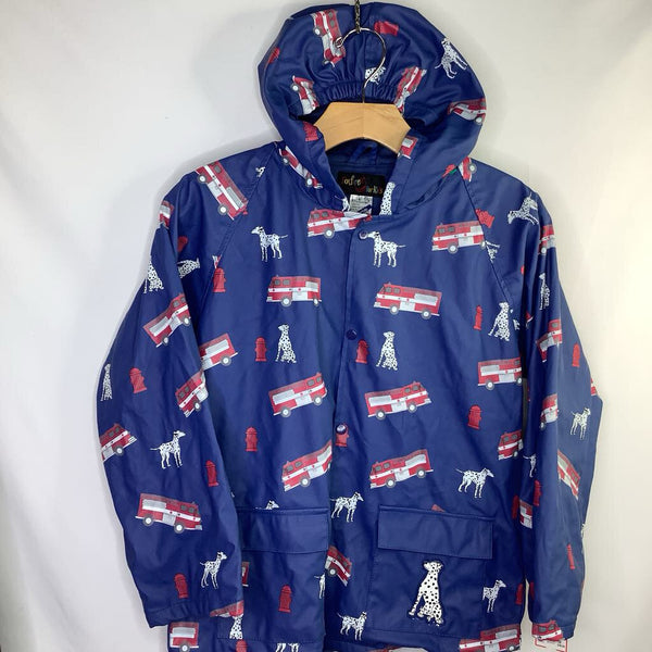 Size 10: Foxfire Blue/Red Fire Engine Snap-Up Raincoat