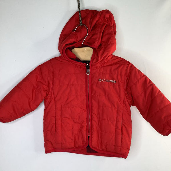 Size 3-6m: Columbia Red/Navy Animals Double Trouble Reversible Poly/Fleece Coat