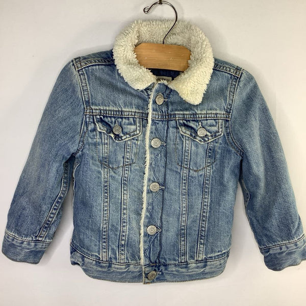 Size 2:Gap Blue Sherpa Lined Denim Snap Jacket