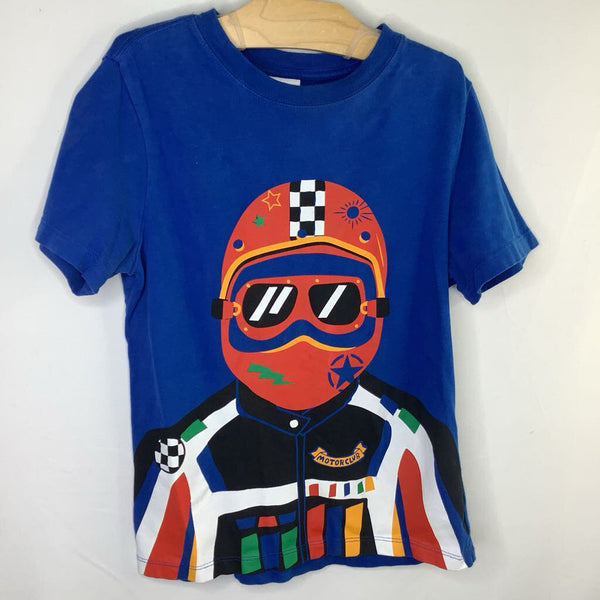 Size 6-7 (120): Hanna Andersson Blue/Multi Racecar Driver T-Shirt