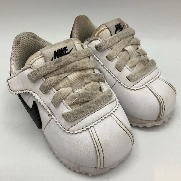 Size 4: Nike Cortez White/Black Velcro Sneakers