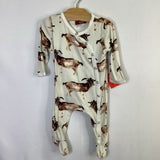 Size 3-6m: Milkbarn Green/Brown Goats Snap Footy Romper