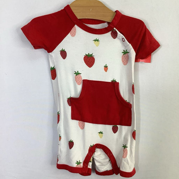 Size 3-6m: Kyte White/Red Bamboo Shorty Romper