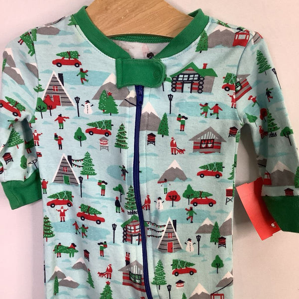 Size 3-6m: Tucker + Tate Blue/Multi Winter Village 1pc Holiday PJs