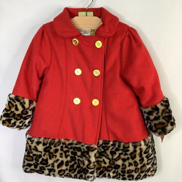 Size 3: Penelope Mack Red/Leopard Trim Coat REDUCED