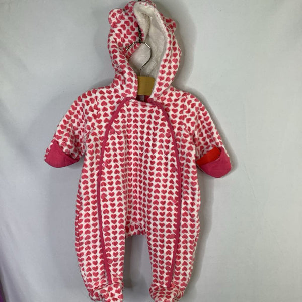 Size 3m: Nordstrom White/Pink Hearts Terry/Fleece Bunting