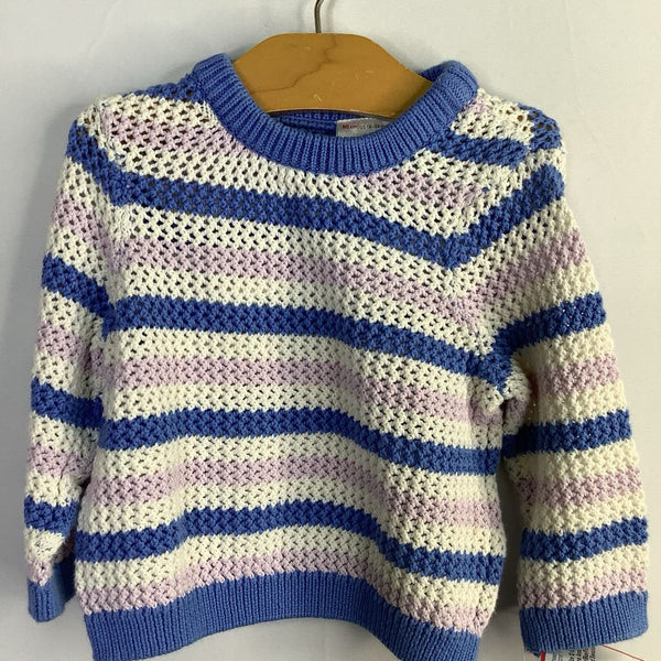 Size 12-18m (75): Hanna Andersson White/Blue/Purple Striped Sweater