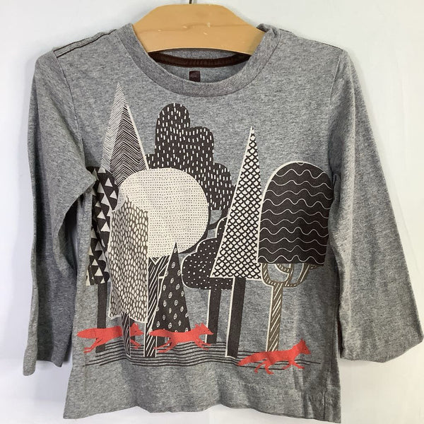 Size 5: Tea Gray/Orange Foxes Long Sleeve Shirt