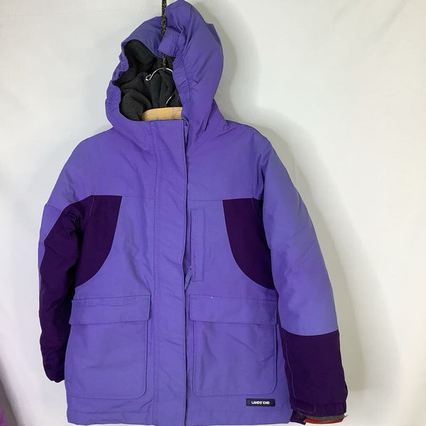 Size 5-6: Lands' End Two Tone Purple Print Poly Fill Coat