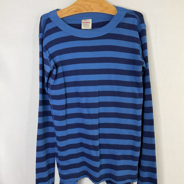 Size 10 (140): Hanna Andersson Blue Striped Organic Cotton 2pc PJs