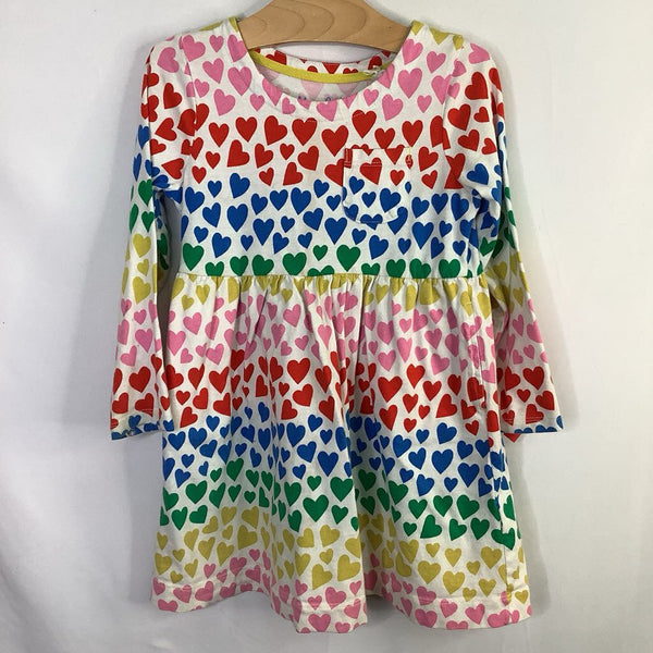 Size 4-5: Boden White/Rainbow Hearts Dress