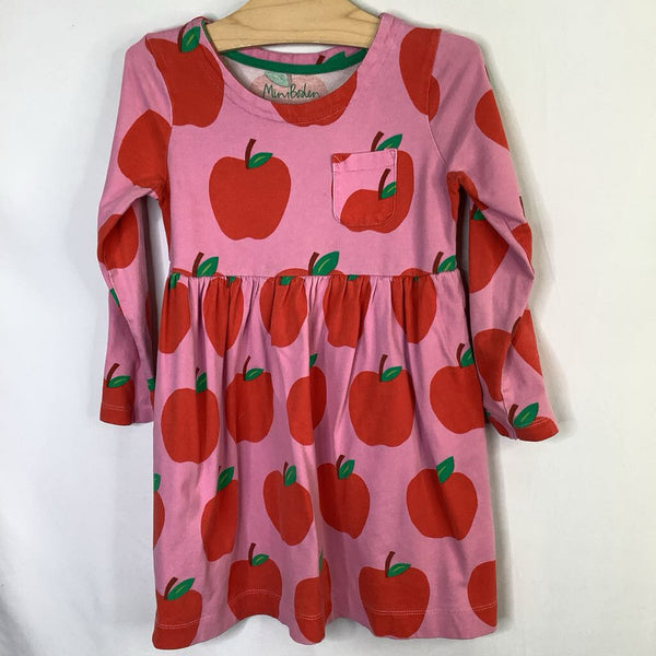 Size 4-5: Boden Pink/Red Apples Long Sleeve Dress