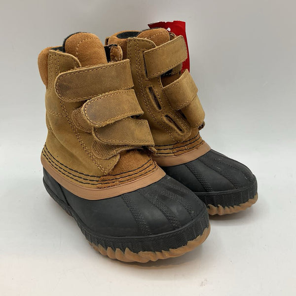 Size 8: Sorel Brown/Black Velcro Snow Boots