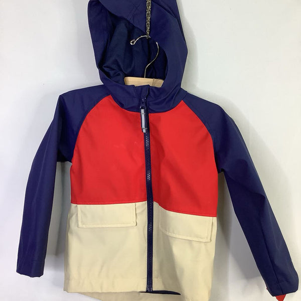 Size 3: Lands' End Navy/Red/Cream Lined Raincoat