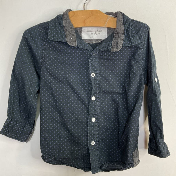Size 3: Paper Denim & Cloth Black/Purple Print Button-Up Shirt