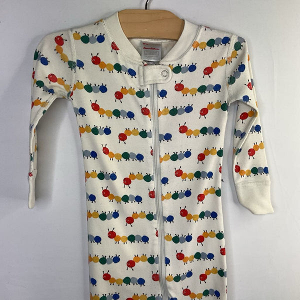 Size 18-24m (80): Hanna Andersson White/Rainbow Caterpillars Organic Cotton 1pc Zip PJs REDUCED