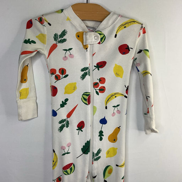 Size 18-24m (80): Hanna Andersson White/Colorful Fruit Organic Cotton 1pc Zip PJs REDUCED