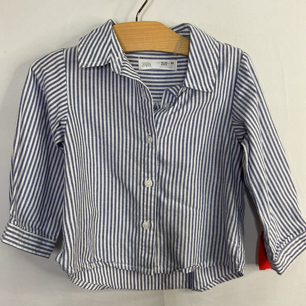 Size 18-24m: Zara Blue/White Striped Button-Up Shirt
