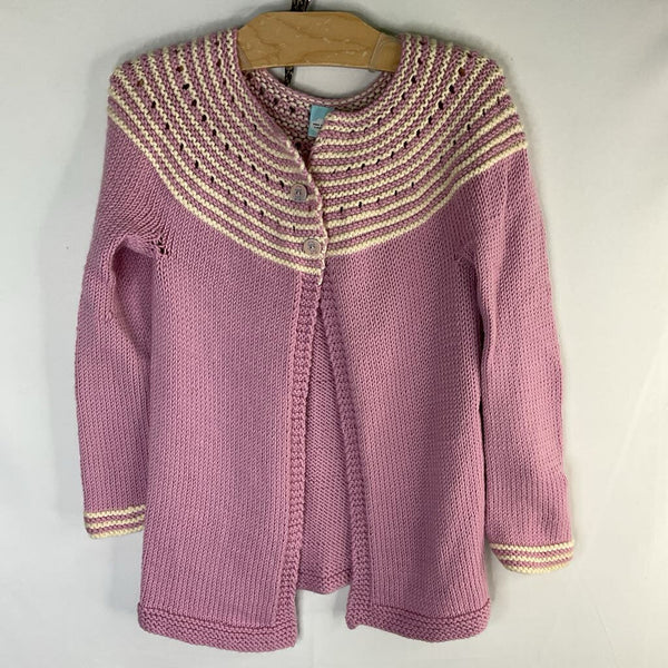 Size 6-7: Purple/White Striped Two Button Cardigan