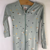 Size 3 (90): Hanna Andersson Blue Birds/Rainbows Organic Cotton 1pc Zip PJs