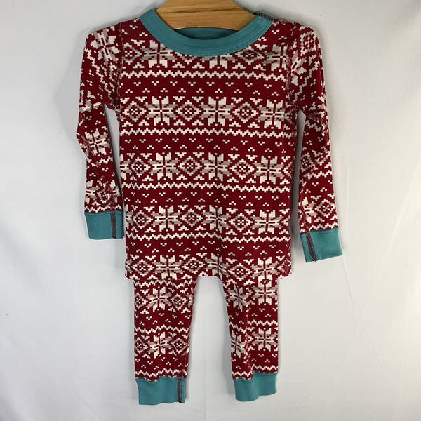 Size 3 (90): Hanna Andersson Red/White Snowflakes Organic Cotton 2pc Holiday PJs