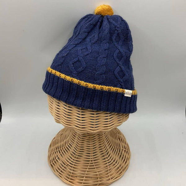 Size OS Youth: Dozer Navy/Yellow Pompom Beanie NEW w/ Tags