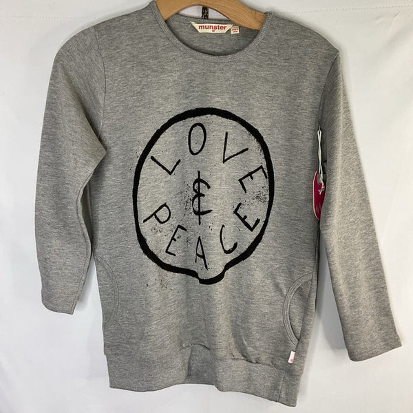 Size 10: Munster Gray Love & Peace Oversized Sweatshirt NEW w/ Tags
