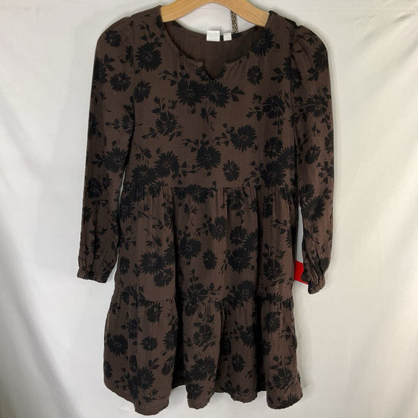 Size 10-12: Gap Brown/Black Floral Long Sleeve Dress