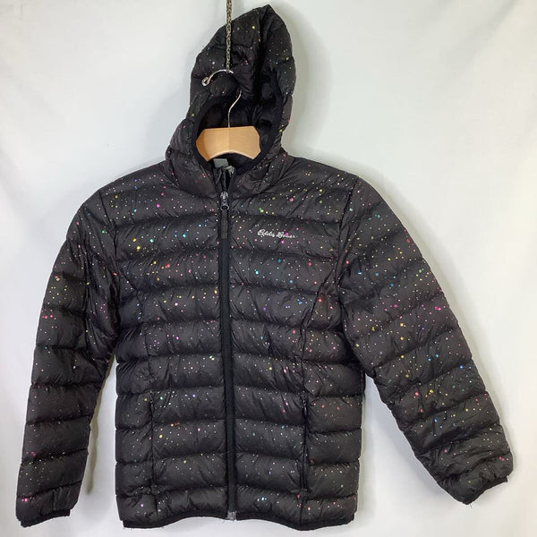 Size 7-8: Eddie Bauer Black/Rainbow Shimmer Down Puffer Coat