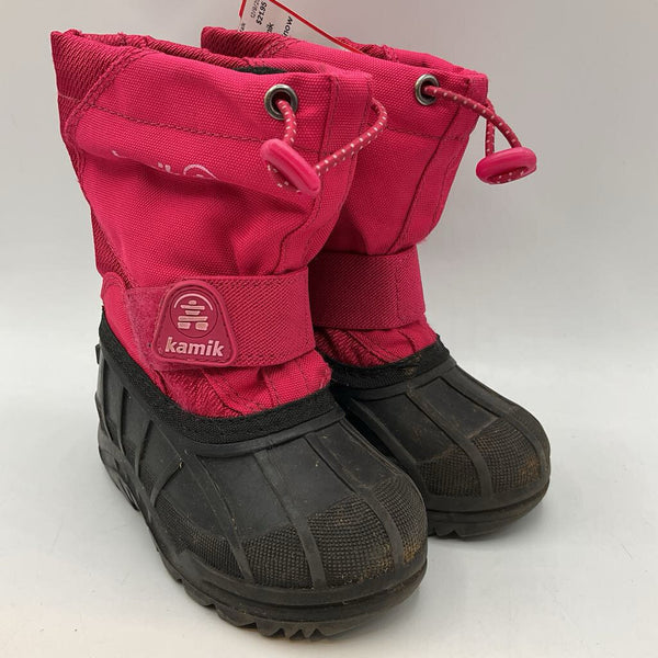 Size 8: Kamik Pink/Black Velcro/Toggle Snow Boots
