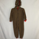 Size 12-18m: Tea Brown/Red Trim Hooded Sweater Romper