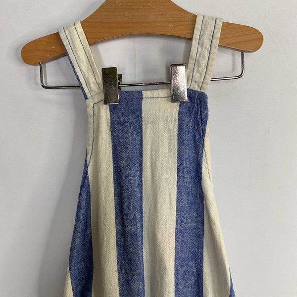 Size 12-18m: Tea Blue/White Striped Overalls