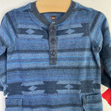 Size 3-6m: Tea Blue Southwestern Print Romper