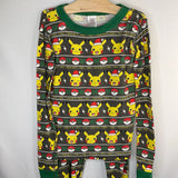 Size 10 (140): Hanna Andersson Gray/Multi Pikachu Organic Cotton 2pc Holiday PJs