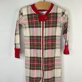 Size 12-18m (75): Hanna Andersson Cream/Multi Plaid Organic Cotton 1pc Holiday PJs