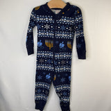 Size 12-18m (75): Hanna Andersson Blue/Yellow Menorahs Organic Cotton 1pc Holiday PJs